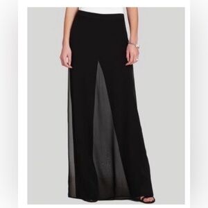 BCBGMAXAZRIA Seth Silk Maxi Skirt Pants Black LARGE